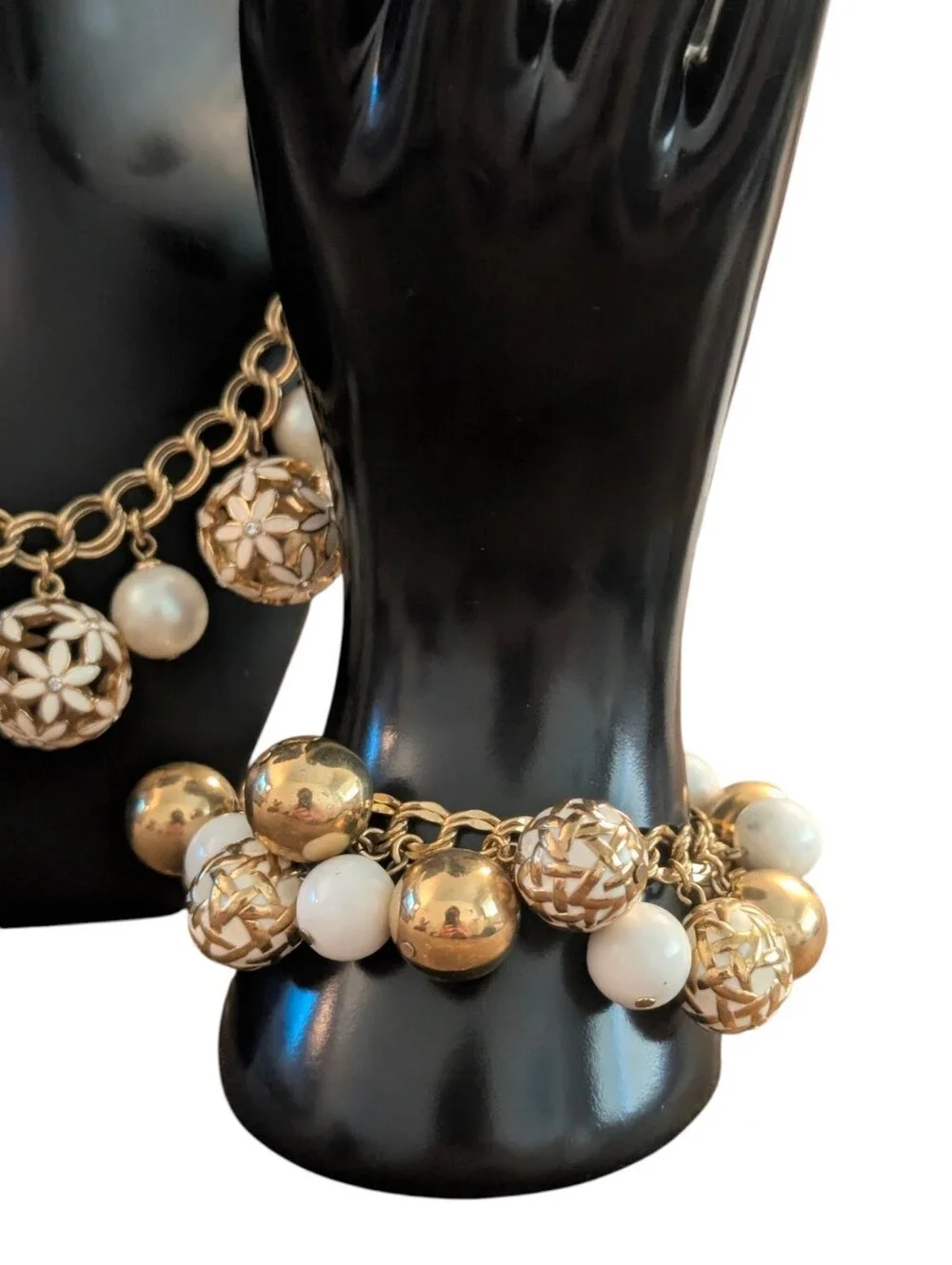 Kate Spade Set Wallflower Gold White Enamel Vintage Necklace Bracelet Earrings